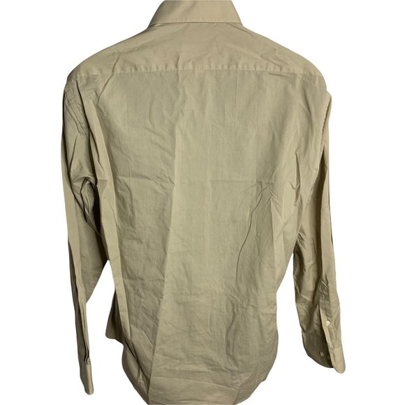 Pierre Cardin Button Down Shirt 16 34/35 Beige Tan Long Sleeve Chest Pocket - Picture 3 of 4